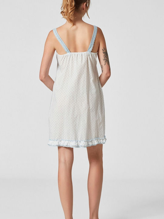 Pen-ky Summer Women's Nightgown Sky Blue-Cream