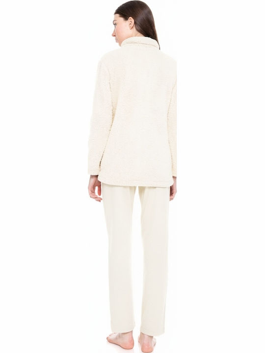 Pink Label Winter Women's Fleece Robe White