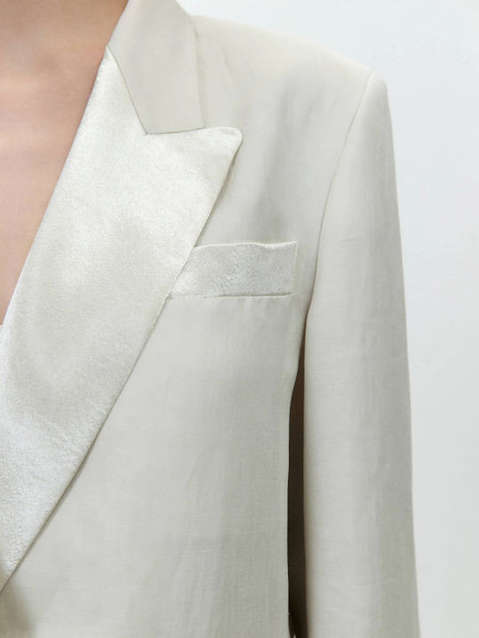 Alysi Long Women's Double Breasted Blazer Gray