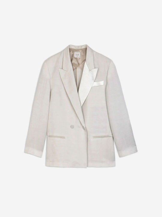 Alysi Long Women's Double Breasted Blazer Gray