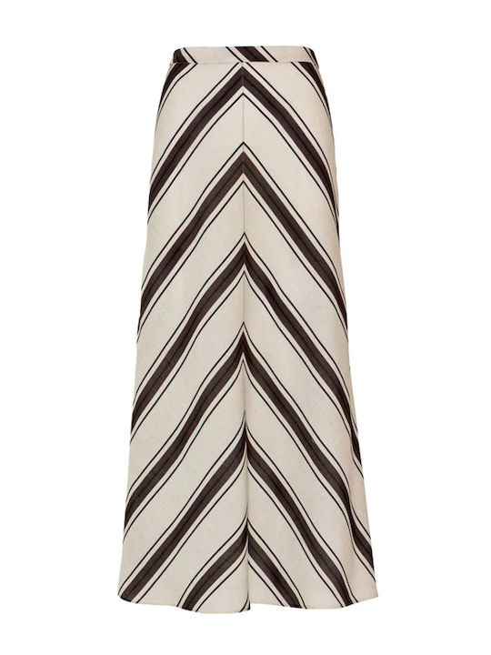High Waist Midi Skirt Ecru Brown Black