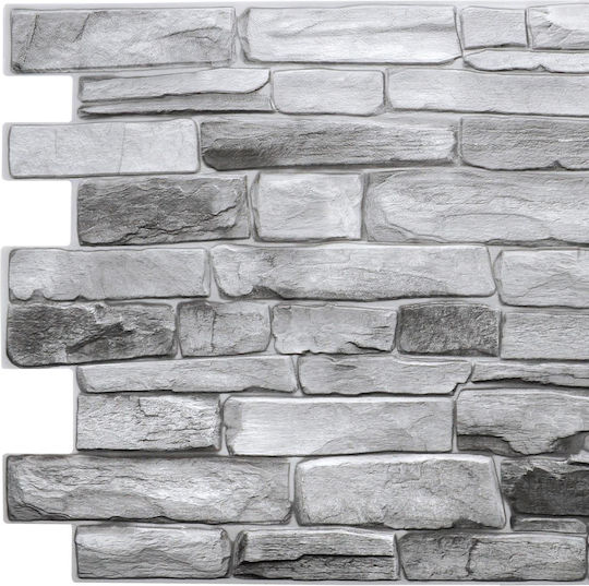 3D Стенен Панел От PVC Сив 48x95.5см