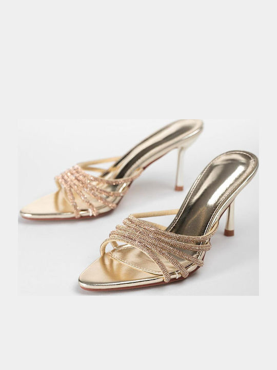 Women's Sandals with Strass Gold