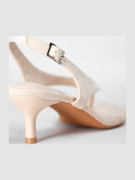 Suede Damen Sandalen Beige