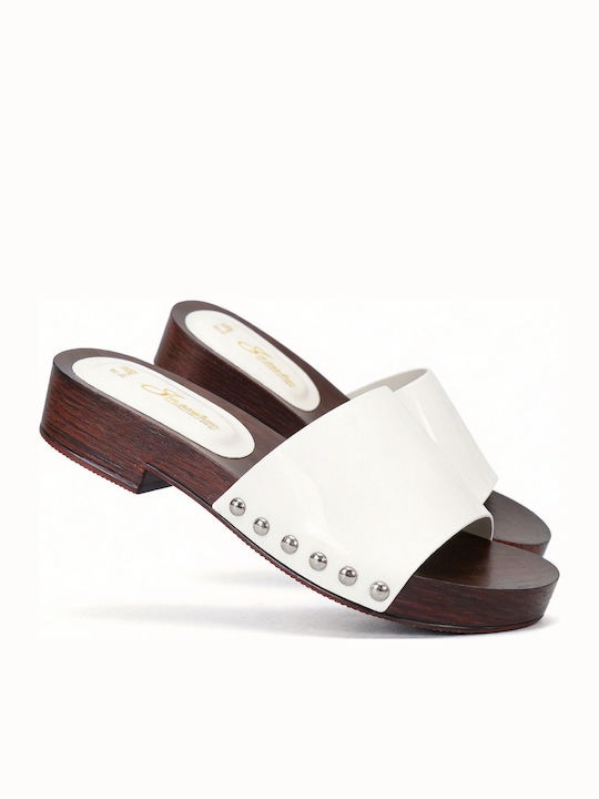 Patent Leather Women's Moccasins in White Colour