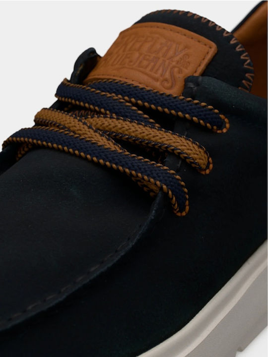 Alcyon Suede Men's Moccasins in Blue Colour