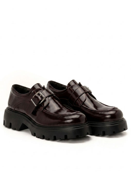 Leather Men's Monk Dress Shoes Brown