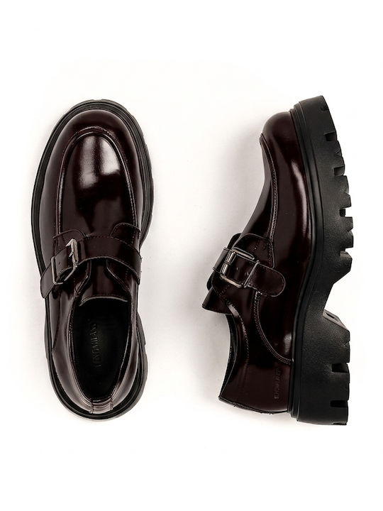 Leather Men's Monk Dress Shoes Brown
