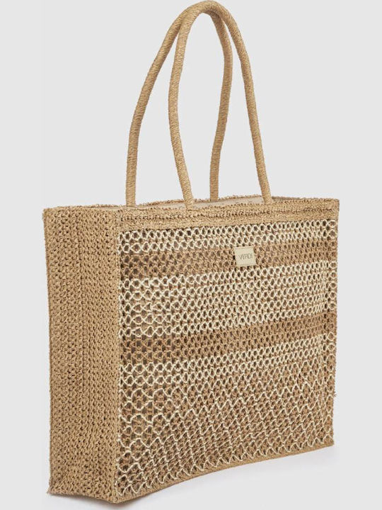 Verde Wicker Beach Bag Beige