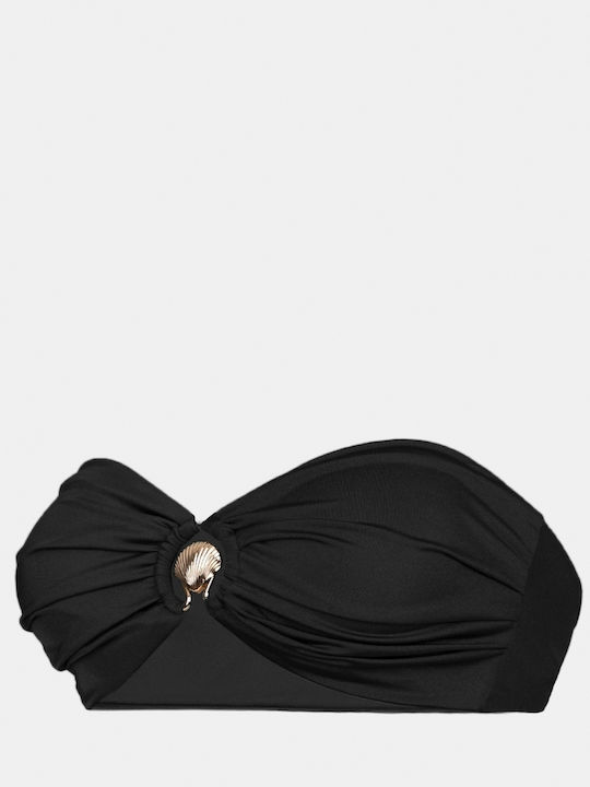 Top De Bikini Fără Bretele Cupe B Negru