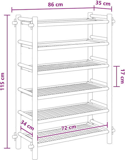 vidaXL Schuhorganisator aus Bambus 86x35x115cm