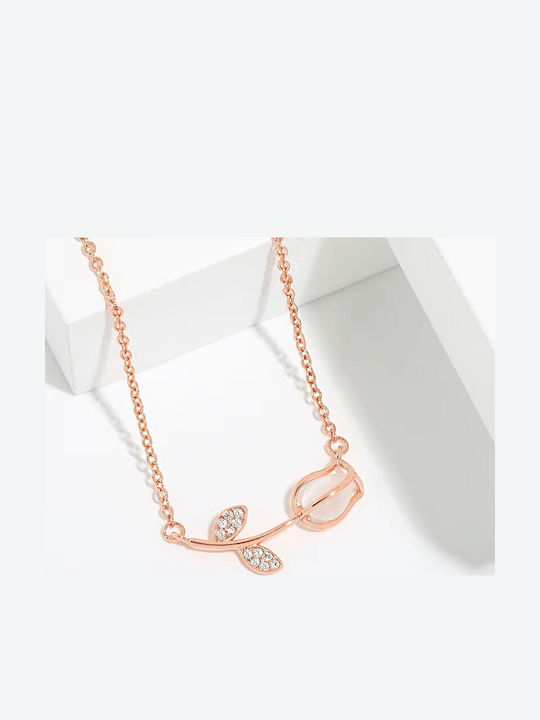By Queen Ασημένιο Rose Gold Plated Κολιέ Τουλίπα Mε Ζιργκόν By Queen Ασημένιο Rose Gold Plated Κολιέ Τουλίπα Mε Ζιργκόν