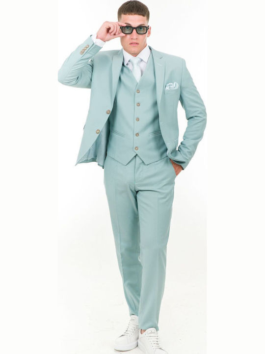 Men's Suit with Vest Menta