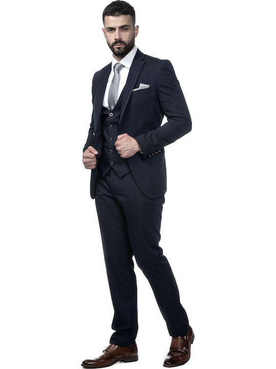 Men's Groom's Suit with Vest Blue