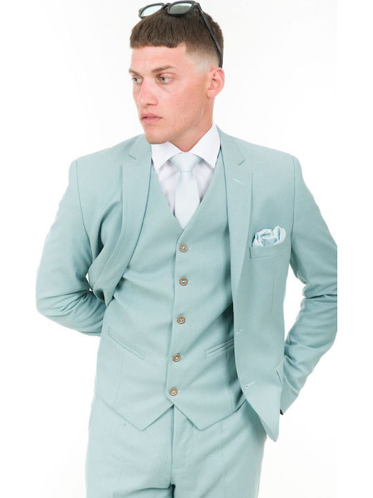 Men's Suit with Vest Menta