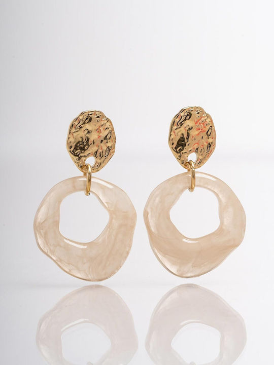 Late Again Dangle Steel Gold Plated Earrings