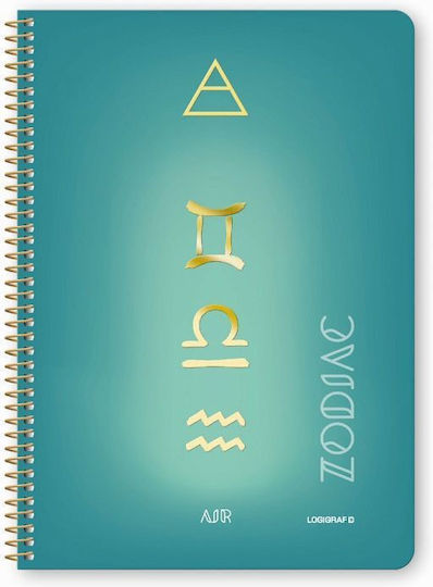 Logigraf Spiral Ruled Notebooks B5 120 Paper Sheets 4 Subjects Zodiac 6 Pieces (Miscellaneous Designs)