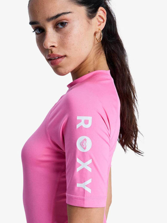 Roxy Whole Hearted UPF 50 Women Short Sleeve Sun Protection Shirt Pink