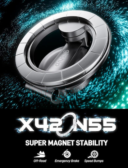 Magsafe Car Mount 42 Strong Magnets & 360° Rotation – Magnetic Support for iPhone 16 15 14 13 & Magsafe Cases – Silver