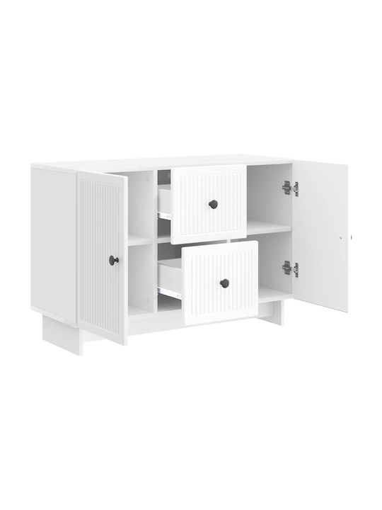 Wooden Sideboard mit Schubladen Hochglanz Weiß 89x34.5x60cm