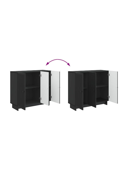 Sideboard aus Holz & Metall Schwarze 89x34.5x80cm