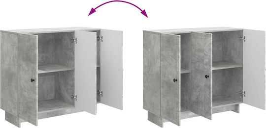 Bufet din Lemn și Metal Gri Beton 89x34.5x80cm