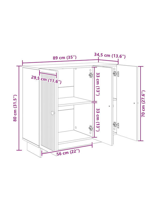 vidaXL Sideboard aus Holz & Metall Braune 89x34.5x80cm