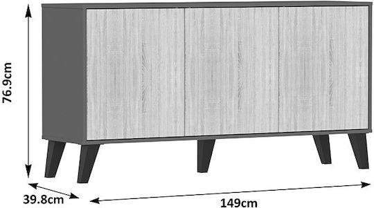 Billie Holz Sideboard Anthrazit 149x40x77cm