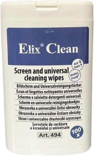 Elix Clean Șervețele Umede Mici Pentru Curățarea Monitoarelor/notebook-urilor Tft Lcd 100/tub Elix Clean