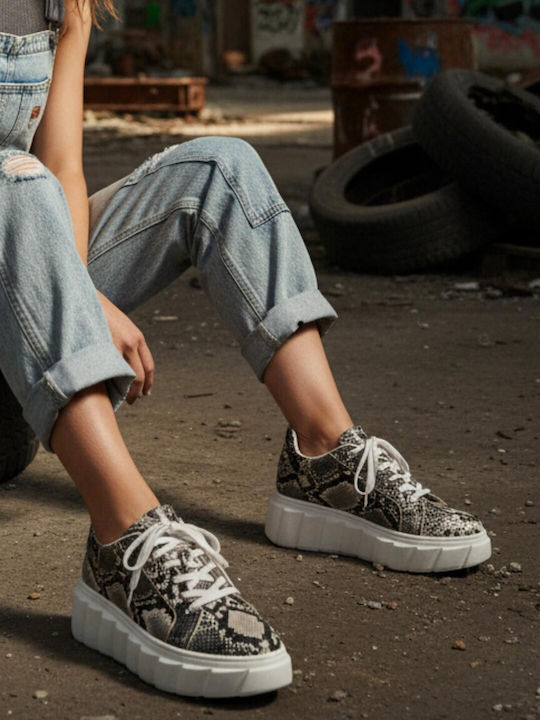 Damen Sneakers Grau-Schlange