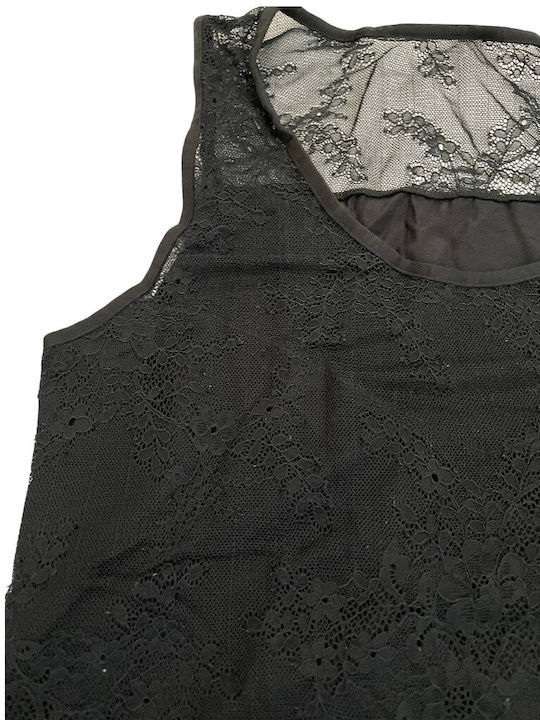 Delphine 83224 Damen Sommer Crop Top Ärmelloses Schwarzes