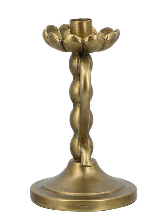 Artekko Metal Candle Holder in Gold Color 12.5x18.5x11cm