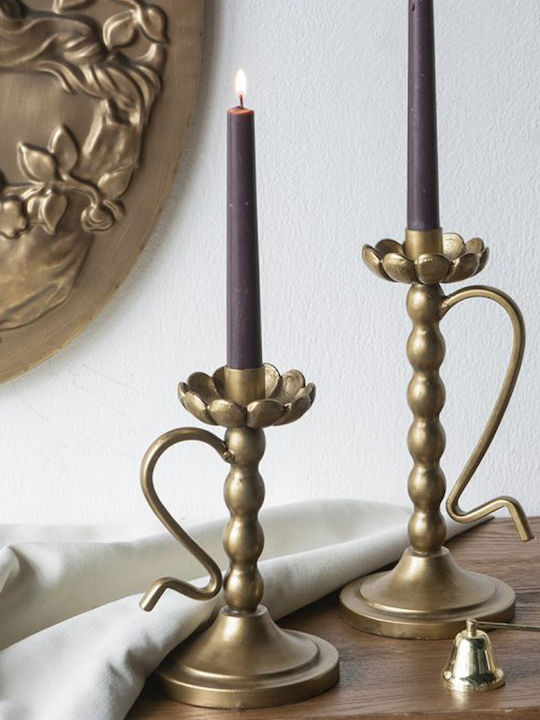 Artekko Metal Candle Holder in Gold Color 13.5x24.5x11cm