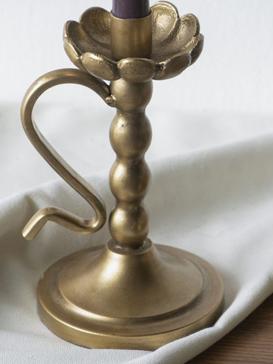 Artekko Metal Candle Holder in Gold Color 12.5x18.5x11cm