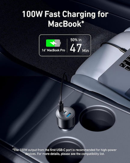 Anker Car Charger 167.5W Fast Charging with Ports: 1xUSB-A 2xType-C with Type-C Cable