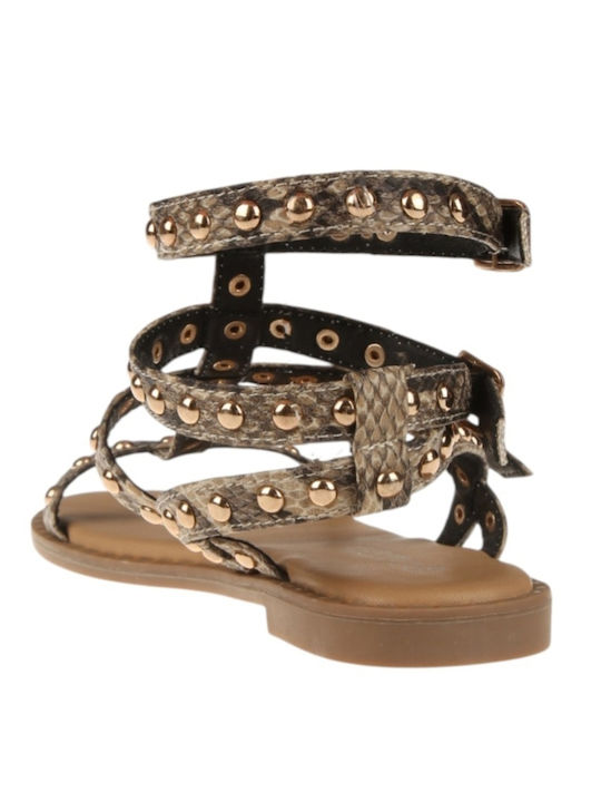 Damen Flache Sandalen Braun