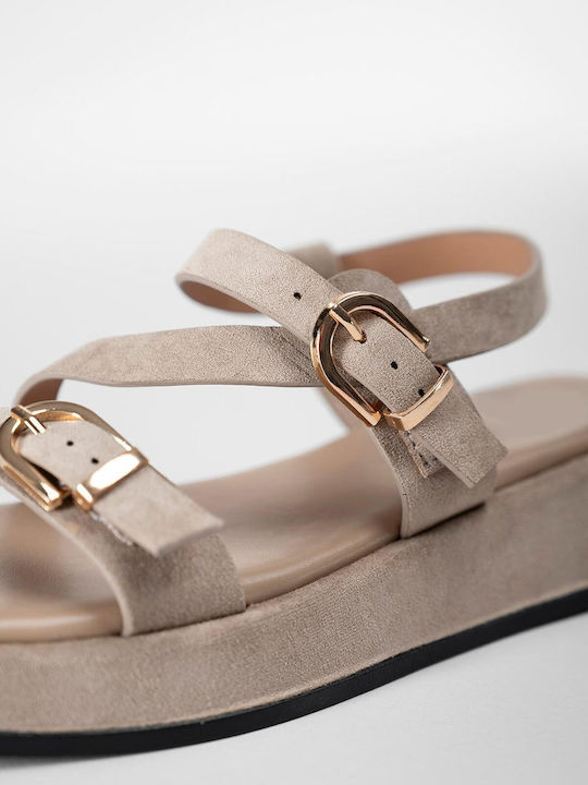 Women's Flat Sandals Flatforms Beige