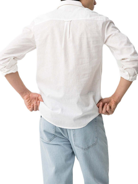 Tiffosi Long Sleeve Linen Shirt in Regular Fit White