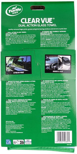 Turtle Wax Clear Vue Glass Towel Car Microfiber Cloth Cleaning Polishing Drying Windows Blue Green 35x40cm 1831237