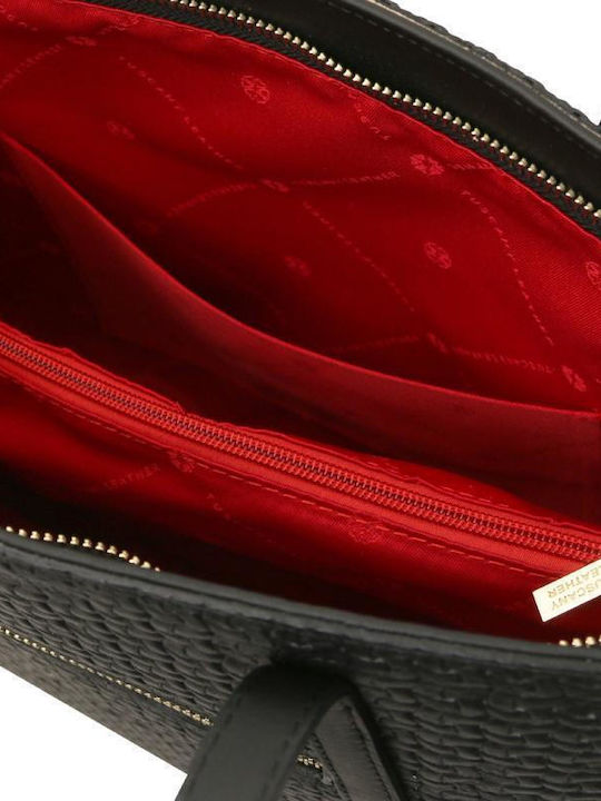 Leather Women's Shoulder Shopper Bag Black