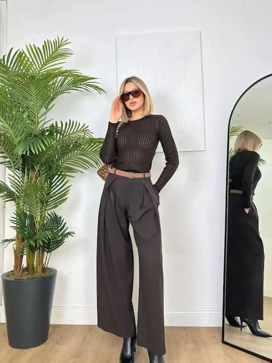 Women's Cotton Pantaloons in Slim Fit Dark Brown (Espresso)