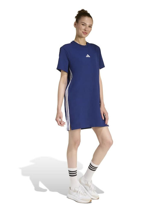 3 Stripes Athletic Dress T-Shirt Short Sleeve Blue