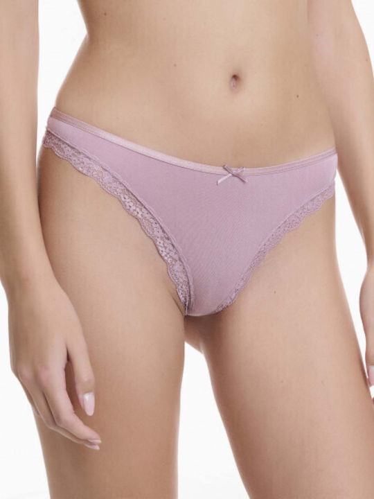 Bamboo Γυναικεία Slip 2Pack με Δαντέλα Γκρι