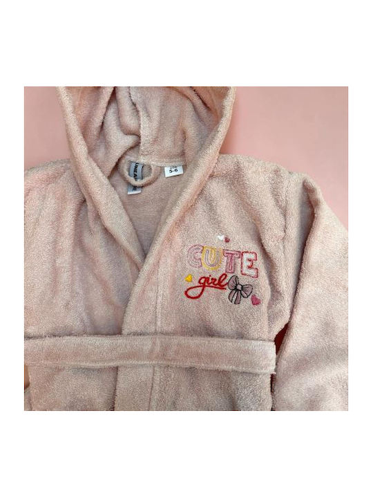 Linea Home Kids Bathrobe Cute Girl Powder Hooded