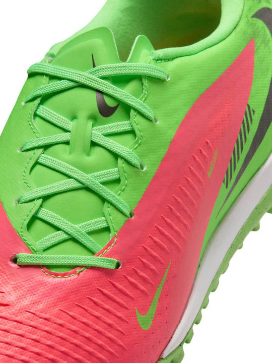 Nike Phantom 6 Low Academy Erling Haaland TF Fußballschuhe mit geformten Stollen Hot Punch / Green Strike / Schwarz