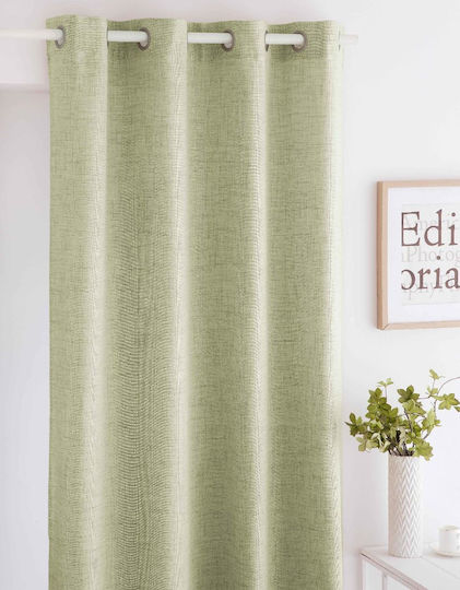 Curtain With Green Grommets 140x270cm