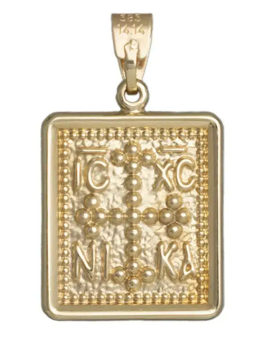Kids Charm Pendant Double Sided with Jesus Christ made of 9K Gold 056914