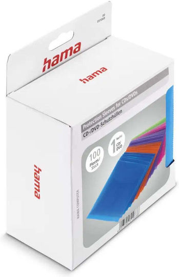 Hama Protective Sleeves Cd Dvd 100 Pcs Colored