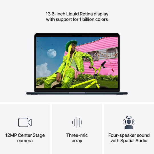 Apple MacBook Air 13.6" IPS Ecran Retina (M5-10 nuclee/16GB/512GB SSD/10-Core GPU) Midnight (Tastatură International English)