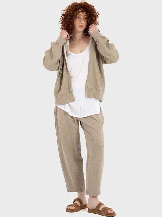 Damen Sweatshirt mit Kapuze Beige